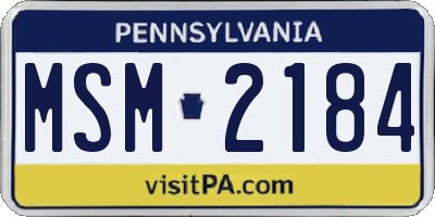 PA license plate MSM2184