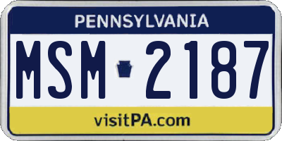 PA license plate MSM2187