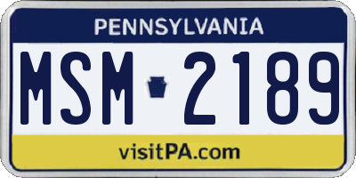 PA license plate MSM2189
