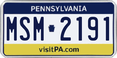PA license plate MSM2191