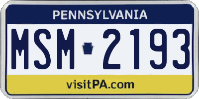 PA license plate MSM2193