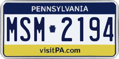 PA license plate MSM2194