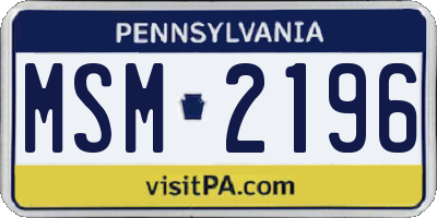 PA license plate MSM2196