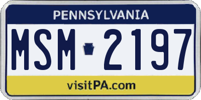 PA license plate MSM2197