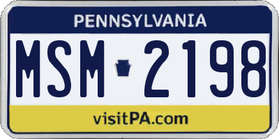 PA license plate MSM2198