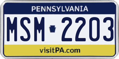 PA license plate MSM2203