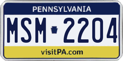 PA license plate MSM2204