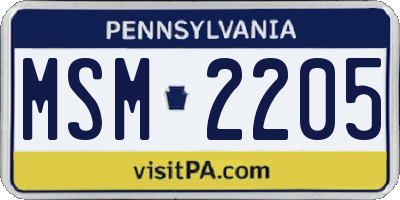 PA license plate MSM2205