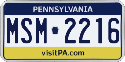PA license plate MSM2216