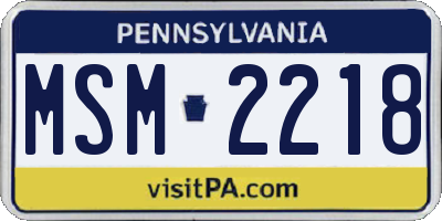 PA license plate MSM2218