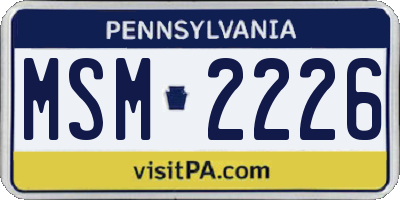 PA license plate MSM2226