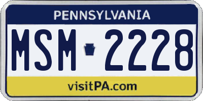 PA license plate MSM2228