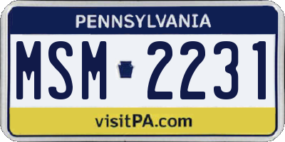 PA license plate MSM2231