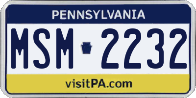 PA license plate MSM2232