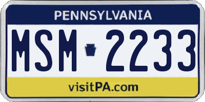 PA license plate MSM2233