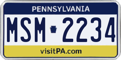 PA license plate MSM2234