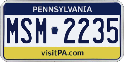 PA license plate MSM2235