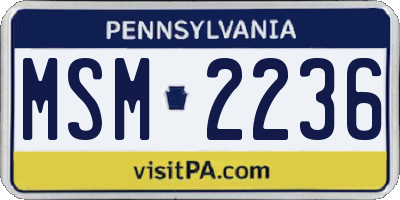 PA license plate MSM2236