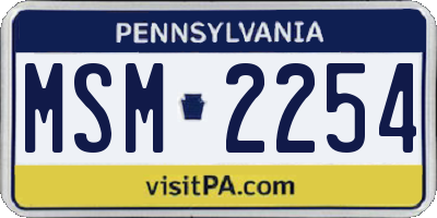PA license plate MSM2254