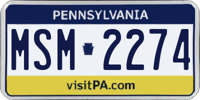 PA license plate MSM2274