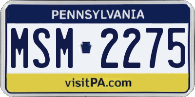 PA license plate MSM2275
