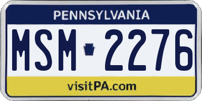 PA license plate MSM2276