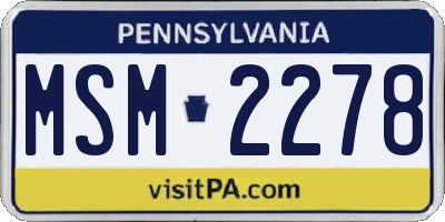 PA license plate MSM2278