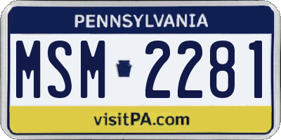 PA license plate MSM2281