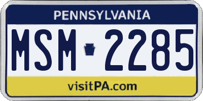 PA license plate MSM2285