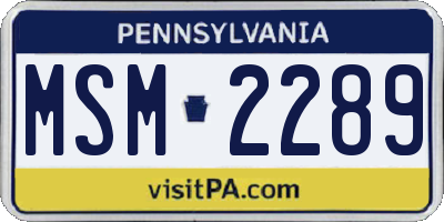 PA license plate MSM2289