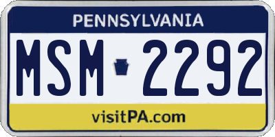 PA license plate MSM2292