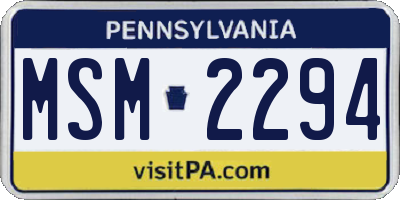PA license plate MSM2294