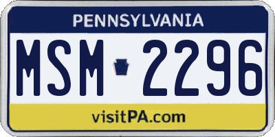 PA license plate MSM2296