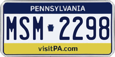 PA license plate MSM2298