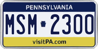 PA license plate MSM2300