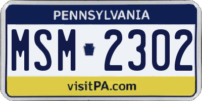 PA license plate MSM2302