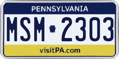 PA license plate MSM2303