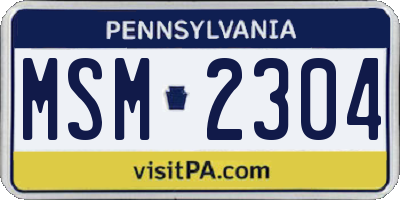 PA license plate MSM2304