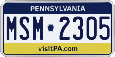 PA license plate MSM2305