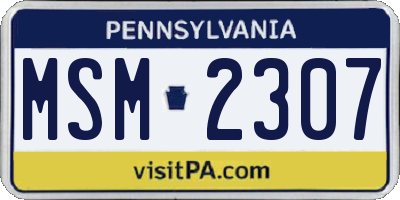 PA license plate MSM2307