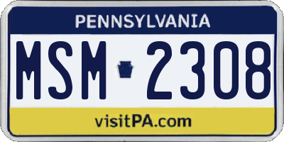 PA license plate MSM2308