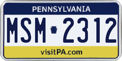 PA license plate MSM2312
