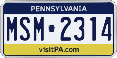 PA license plate MSM2314
