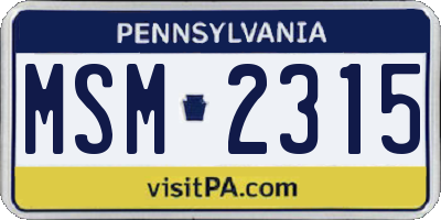 PA license plate MSM2315