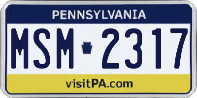 PA license plate MSM2317