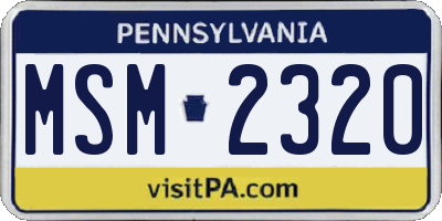PA license plate MSM2320