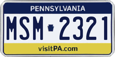 PA license plate MSM2321