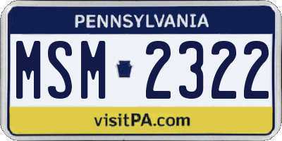 PA license plate MSM2322