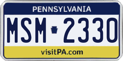 PA license plate MSM2330