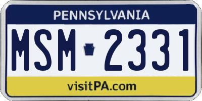 PA license plate MSM2331
